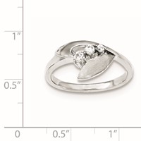 Sterling Silver Polished and Brushed CZ Ring view 3