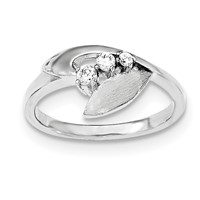 Sterling Silver Polished and Brushed CZ Ring view 1