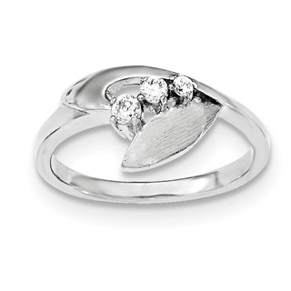 Sterling Silver Polished And Brushed CZ Ring