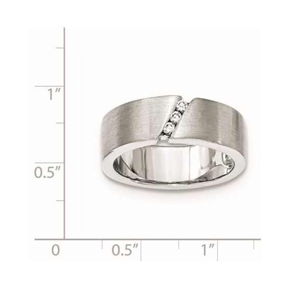 Sterling Silver Brushed CZ Ring