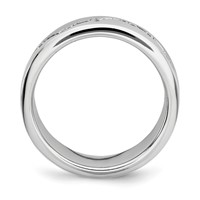 Sterling Silver Brushed and Polished CZ Ring view 2