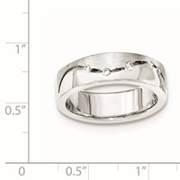 Sterling Silver Brushed and Polished CZ Ring view 3