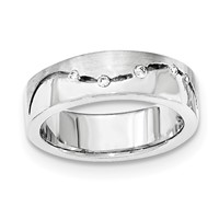 Sterling Silver Brushed and Polished CZ Ring view 1