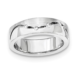 Sterling Silver Brushed And Polished CZ Ring