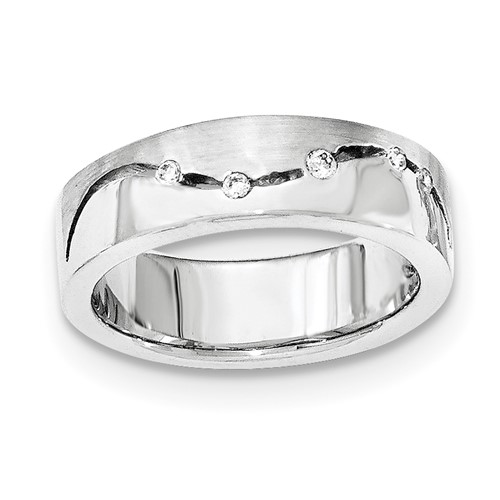Sterling Silver Brushed and Polished CZ Ring