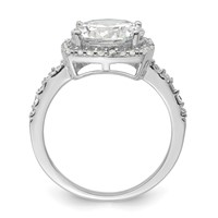 Sterling Silver Rhodium-plated Polished CZ Square Halo Ring view 2