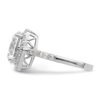 Sterling Silver Rhodium-plated Polished CZ Square Halo Ring view 3