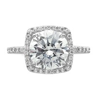 Sterling Silver Rhodium-plated Polished CZ Square Halo Ring view 5