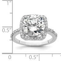 Sterling Silver Rhodium-plated Polished CZ Square Halo Ring view 4