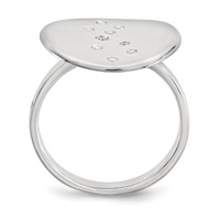 Sterling Silver Polished & Satin CZ Disc Ring view 2