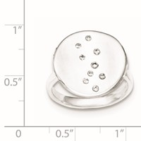 Sterling Silver Polished & Satin CZ Disc Ring view 3