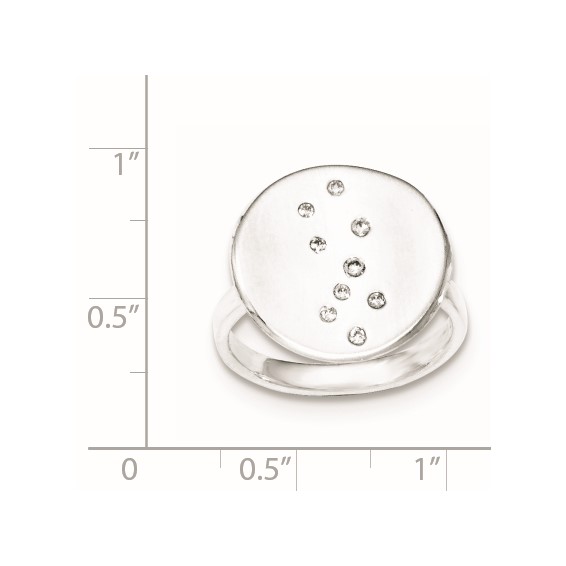 Sterling Silver Polished & Satin CZ Disc Ring