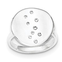 Sterling Silver Polished & Satin CZ Disc Ring view 1
