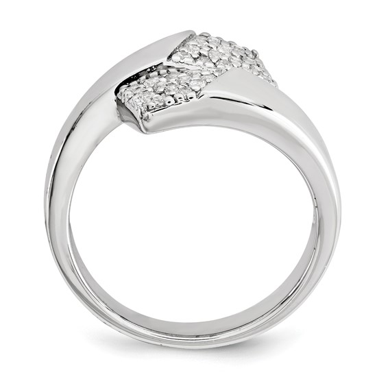 Sterling Silver Rhodium-plated w/CZ Ring