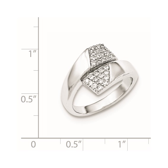 Sterling Silver Rhodium-plated w/CZ Ring