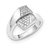 Sterling Silver Rhodium-plated Ring with CZ view 1