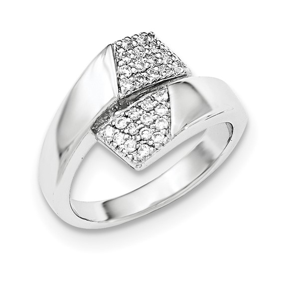 Sterling Silver Rhodium-plated w/CZ Ring