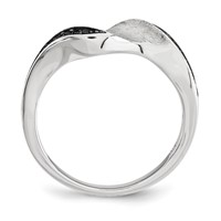 Sterling Silver & Blk Rhod Polished Blk CZ Wave Ring view 2