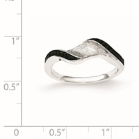 Sterling Silver & Blk Rhod Polished Blk CZ Wave Ring view 3