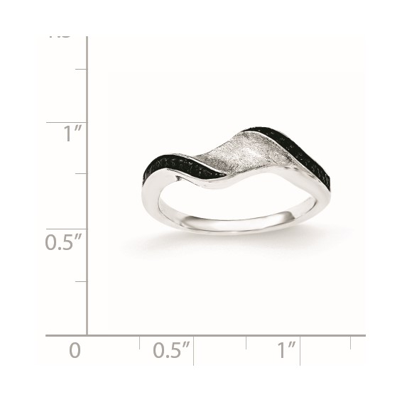 Sterling Silver & Blk Rhod Polished Blk CZ Wave Ring