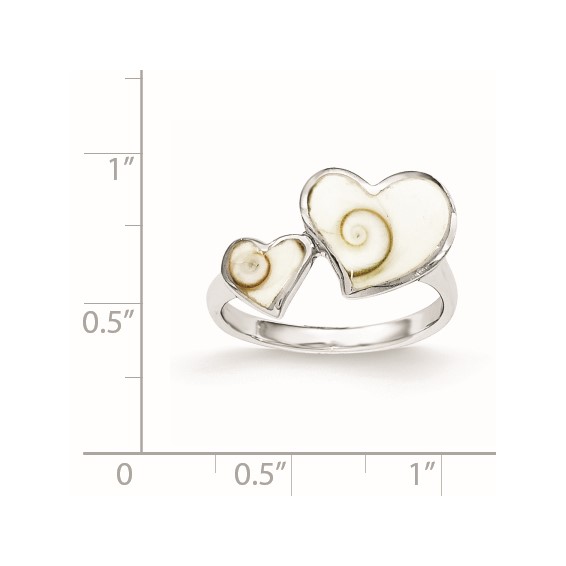Sterling Silver Polished Hearts Shiva Eye Ring