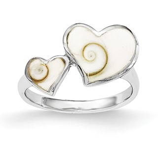 Sterling Silver Polished Hearts Shiva Eye Ring