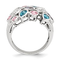 Sterling Silver Pink & Blue CZ Ring view 2