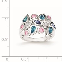 Sterling Silver Pink & Blue CZ Ring view 3