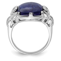 Sterling Silver Rhodium-plated Lapis Lazuli Ring view 2