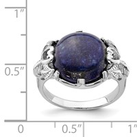 Sterling Silver Rhodium-plated Lapis Lazuli Ring view 3