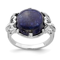 Sterling Silver Rhodium-plated Lapis Lazuli Ring view 1