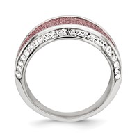 Sterling Silver Crystal Pink Laser Glitter Texture Ring view 2