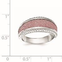 Sterling Silver Crystal Pink Laser Glitter Texture Ring view 3