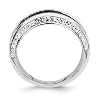 Sterling Silver Crystal Blue Laser Glitter Texture Ring view 2