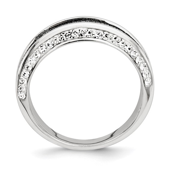 Sterling Silver Crystal Blue Laser Glitter Texture Ring