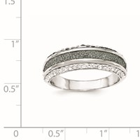 Sterling Silver Crystal Blue Laser Glitter Texture Ring view 3