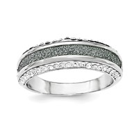 Sterling Silver Crystal Blue Laser Glitter Texture Ring view 1