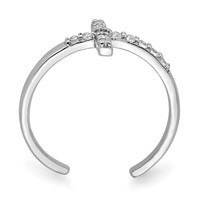 Sterling Silver Rhodium-plated CZ Cross Toe Ring view 2