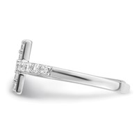 Sterling Silver Rhodium-plated CZ Cross Toe Ring view 3