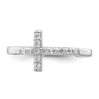 Sterling Silver Rhodium-plated CZ Cross Toe Ring view 5