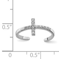 Sterling Silver Rhodium-plated CZ Cross Toe Ring view 4