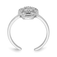 Sterling Silver Rhodium-plated CZ Skull Toe Ring view 2