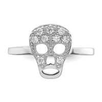 Sterling Silver Rhodium-plated CZ Skull Toe Ring view 5