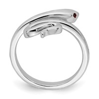 Sterling Silver Rhodium-plated Snake W Synthetic Ruby Toe Ring view 2