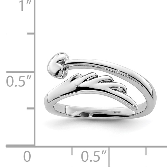 Sterling Silver Rhodium-plated Heart w/Wing Toe Ring