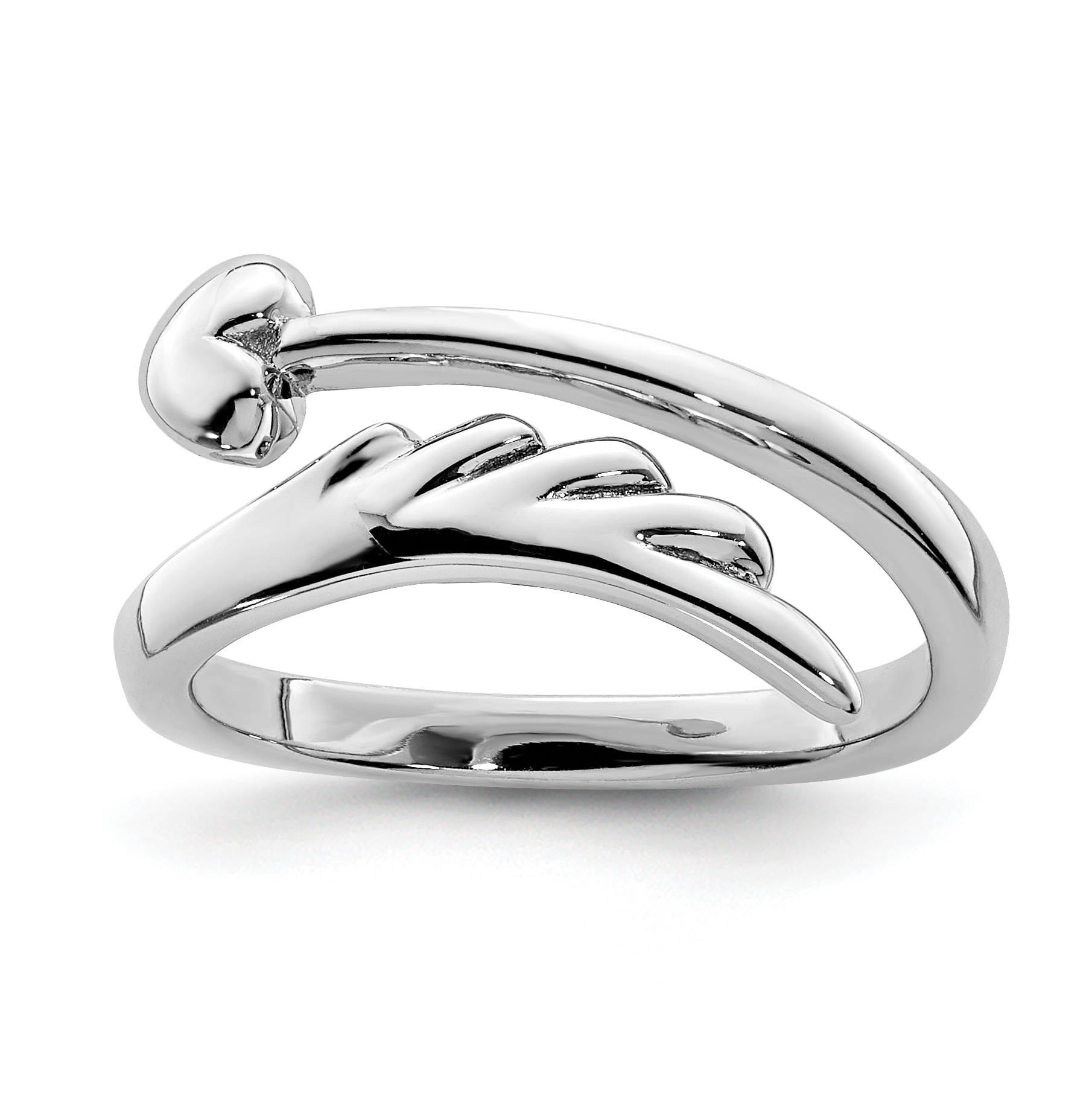 Sterling Silver Rhodium-plated Heart w/Wing Toe Ring (QR6045)
