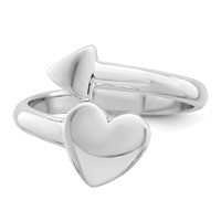 Sterling Silver Rhodium-plated Heart Ring with Arrow Toe view 5