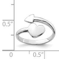 Sterling Silver Rhodium-plated Heart Ring with Arrow Toe view 4