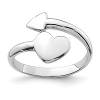Sterling Silver Rhodium-plated Heart Ring with Arrow Toe view 1