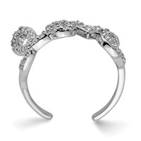 Sterling Silver Rhodium-plated CZ Love Toe Ring view 2